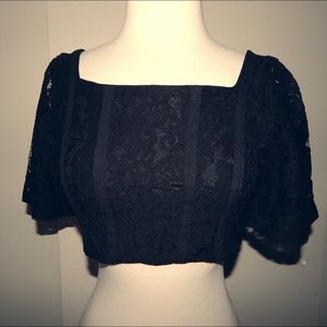 NWT ZARA Cropped Lace Black Size M S Top Blouse